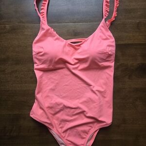 Victoria’s Secret Pink One Piece Swimsuit L | Ruffle Strap Cutout Barbiecore
